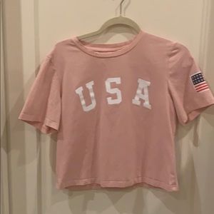 Pink USA Crop Top